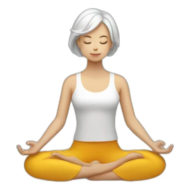 white lady doing meditation sticker
