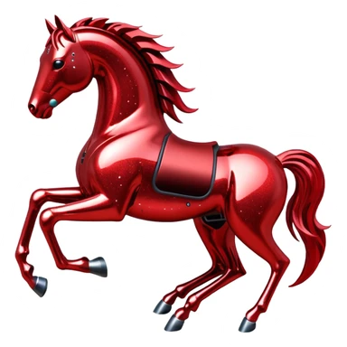 red glitter cyberpunk horse sticker