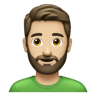 Straight hair Dark brown beard dark brown hair white boy in green shirt sticker