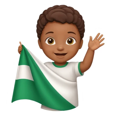 A cute Nigerian baby waving the Nigeria flag, smiling happily, colorful festive background, bright and cheerful atmosphere. sticker