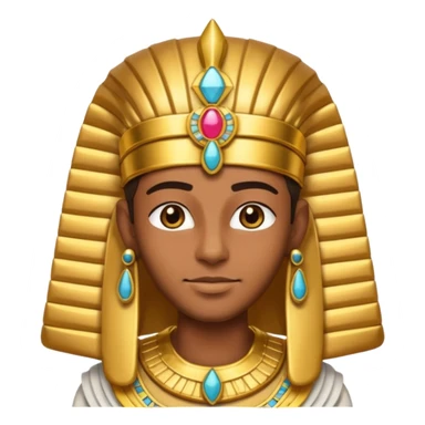 Egyptian Pharaoh, emoji style, with professional lighting, no face on objects, white background sticker