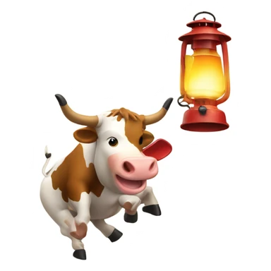 Cow kicking over a small lantern that starts a fire sticker