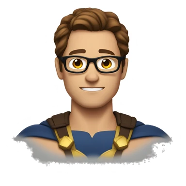 superhero with B. on his chest. Brown hair, glasses. sticker