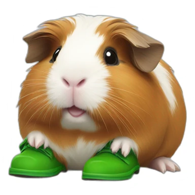Guinea pig with green boots sticker