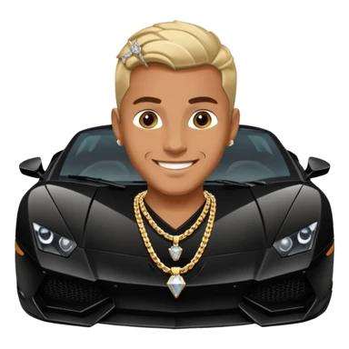 ultra rich man with diamond chain getting out of lamborghini sticker
