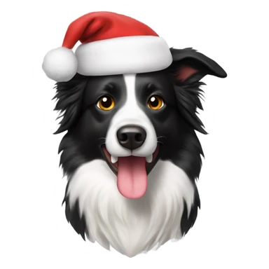 Border collie with Santa hat sticker