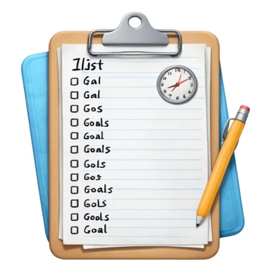 clipboard with list, all goals missed sticker