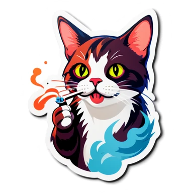 Cat vaping sticker