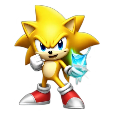 Super Sonic the hedgehog with à Chaos emerald sticker