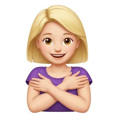 Girl arms crossed holing neck laughing sticker