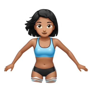 A girl swimming in Goan ocean. Girl should have black hair, clothes should be shorts and tank top or sports bra because she is Indian. Color should be brown like light dusky not dark sticker