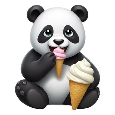 Panda eating ice cream sticker