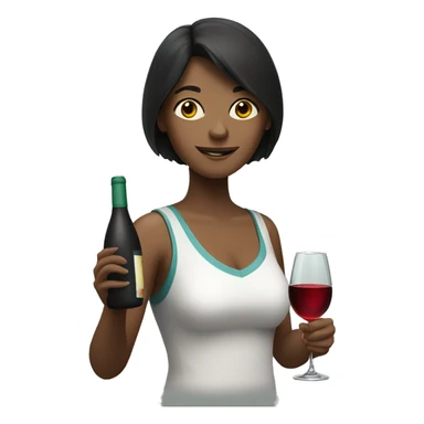 Dark haired woman playing tennis and holding wine  sticker