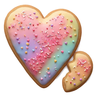 Realistic heart shaped cookie with pastel ombre icing and sprinkles. sticker