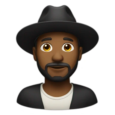black man with wide-brimmed black hat beard fat sticker