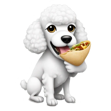 white poodle eating a burrito sticker