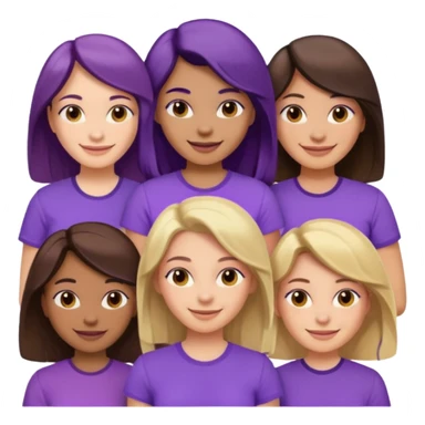 women with various hair types and skin tones, purple shirt sticker