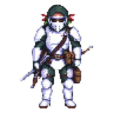 vigilante character with mask and weapons sticker