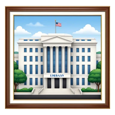 beautiful large building of the US Embassy. it looks very realistic sticker