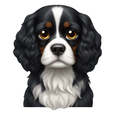 completely black small king spaniel with black fur on his whole face and white fur on chest sticker
