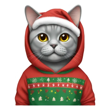 British shorthair cat wearing christmas Sweatshirt  sticker
