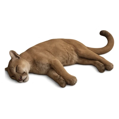 Make the mountain lion appear dead, lying on its side, with no background. Preserve the original style and details of the mountain lion in the image. sticker