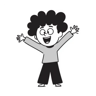 crazy hair black doodle style sticker