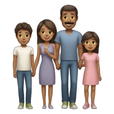 mam and dad with 2 daughters and 1 son sticker