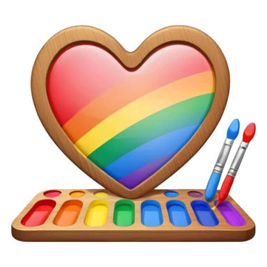 heart with rainbow gradient and paint palette sticker