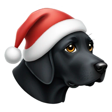 Black lab wearing Santa hat sticker
