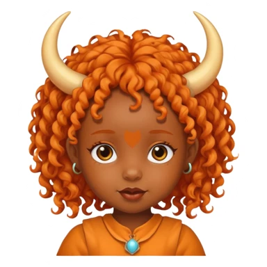 black baby girl with horns and orange hair sticker
