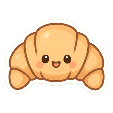 chibi sticker-style croissant, cute and exaggerated sticker