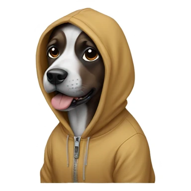 A dog wearing a hoodie sticker