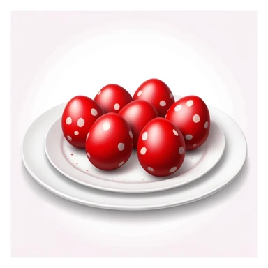 A few painted in red eggs for Easter on the plate sticker