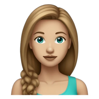 beautiful woman, straight light brown hair, aqua eyes sticker