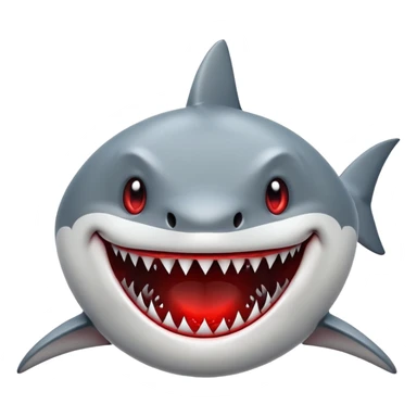 shark smiley face with blood around the nose, exaggerated smile sticker