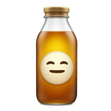 glass bottle with light tea sticker
