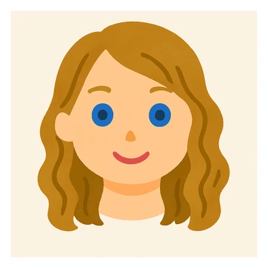 Remove the neck completely so only the head remains, keep the Irasutoya style, blue eyes, soft colors, round features, and friendly expression. Maintain the style's soft and friendly illustration characteristics. sticker