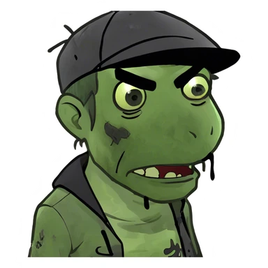 black hair zombie sticker