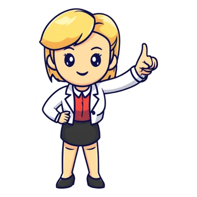 angry blonde female teacher full body without glasses, pointing finger sticker