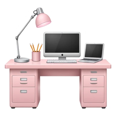 Pale Pink  Big Workstation and book and Light Pale Pink Desk lamp and computer for Lease sticker