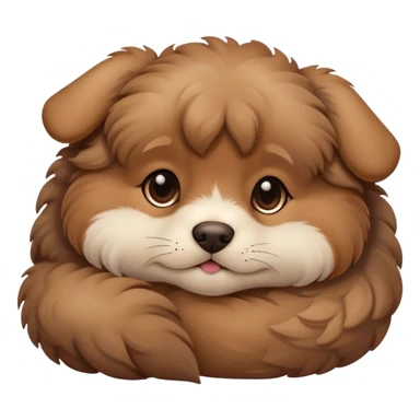 Curled up fluffy brown puppy  sticker