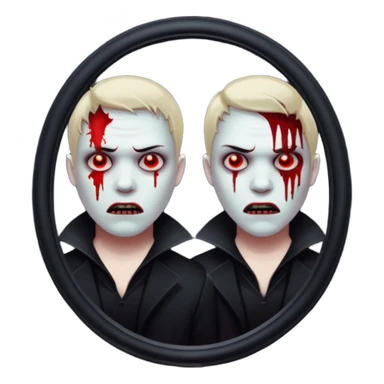 Spooky killer on mirror behind me sticker