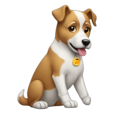 A informatic dog Whit a laptop sticker