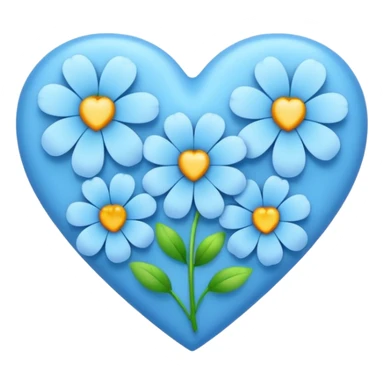 blue heart with flowers sticker