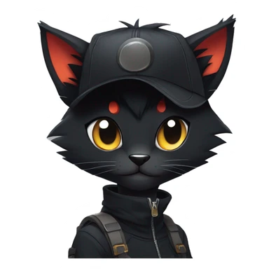 Edgy Shy Anthro boyish cool pretty dark black Litten-Pokémon-cat-fursona techwear sticker