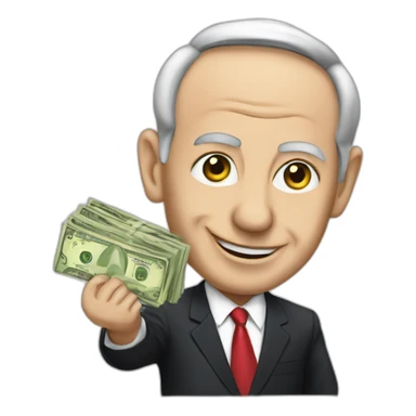 Netanyahu with money sticker