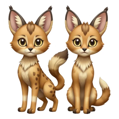 Big-eared big-eyed cute realistic animalistic feral digitigrade 4-legged anime-styled Meloetta-Caracal-Trico-Vernid-Sergal-Serval-hybrid-fusion-creature-animal, full body sticker