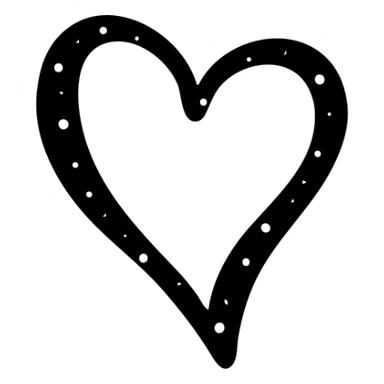 heart shape life icon, hand drawn black outlined style sticker