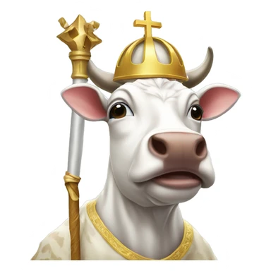 Holy cow with pope hat and scepter sticker